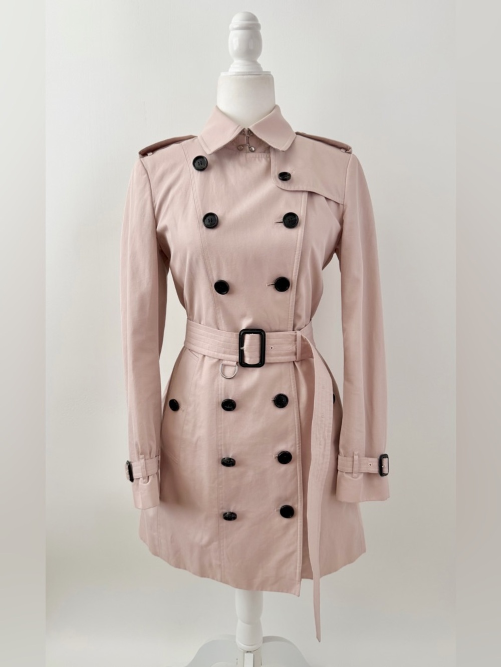 BURBERRY LONDON | Pink Heritage Trench Coat Belted Wool Cashmere Liner US 8 - Picture 4 of 16